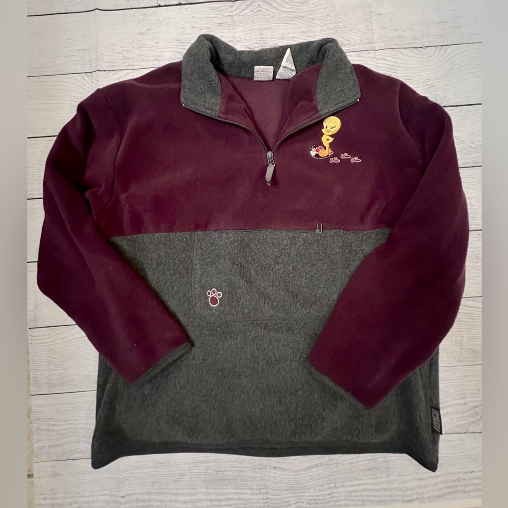 Vintage 2001 Looney Tunes Pullover Sweater zipper ‎ size Large